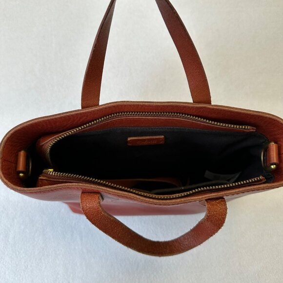 Madewell Leather Transport Tote Crossbody Zip Top Small Cognac English Saddle - Picture 4 of 15